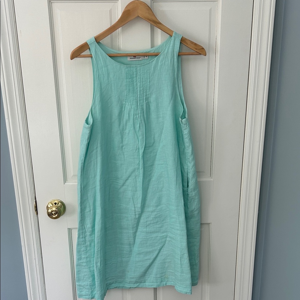 Vineyard Vines 100% Linen Pale Turquoise Dress, sz 10, EUC!